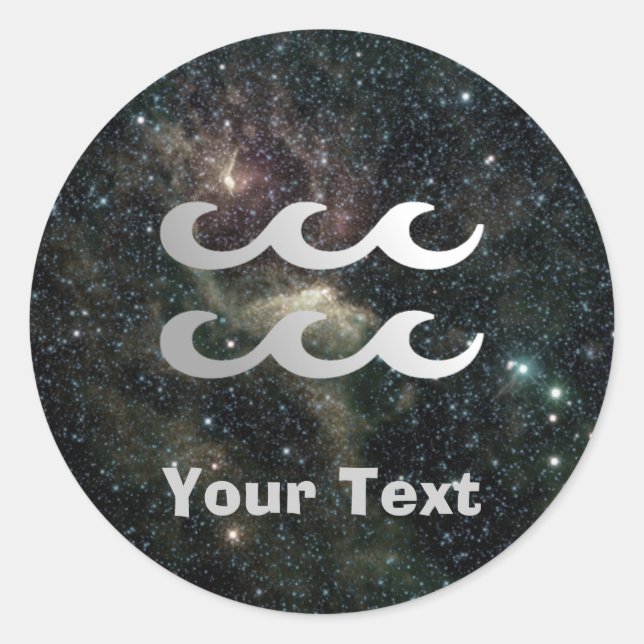 Aquarius Zodiac Universe Name Gift Tag Bookplate (Front)