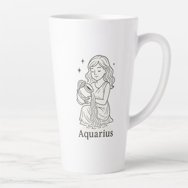 Aquarius Zodiac Woman  Latte Mug (Right)