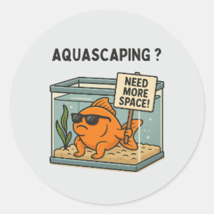 Aquascaping Funny Fish – Aquarium Humour Classic Round Sticker