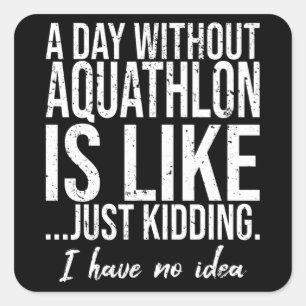 Aquathlon funny sports gift idea square sticker