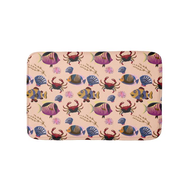 Aquatic animals pattern | ocean underwater life 10 bath mat (Front)
