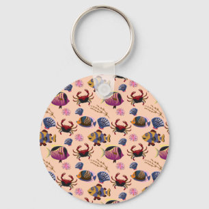 Aquatic animals pattern   ocean underwater life 10 key ring