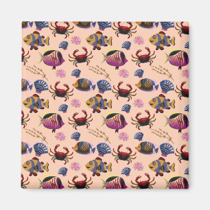 Aquatic animals pattern   ocean underwater life 10 magnet
