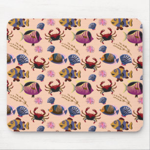 Aquatic animals pattern ocean underwater life 10 mouse pad
