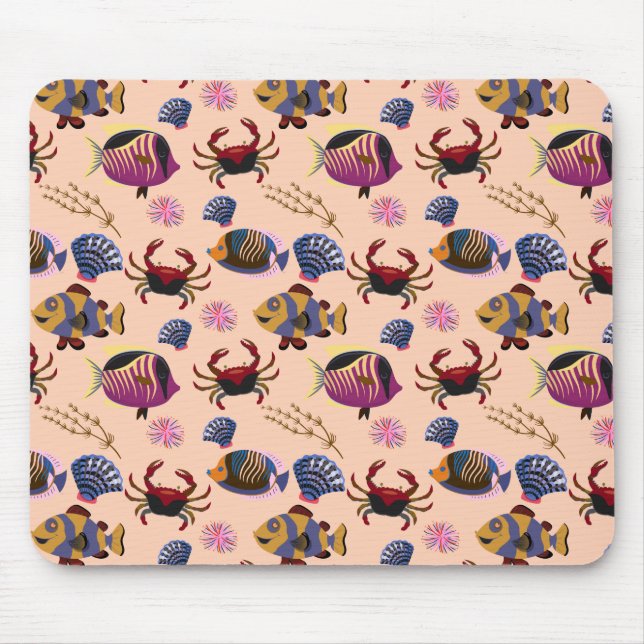 Aquatic animals pattern | ocean underwater life 10 mouse pad (Front)