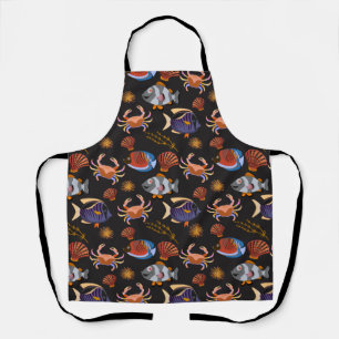 Aquatic animals pattern   ocean underwater life 11 apron
