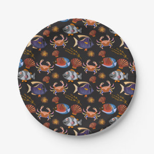 Aquatic animals pattern   ocean underwater life 11 paper plate