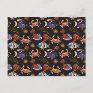 Aquatic animals pattern   ocean underwater life 11 postcard