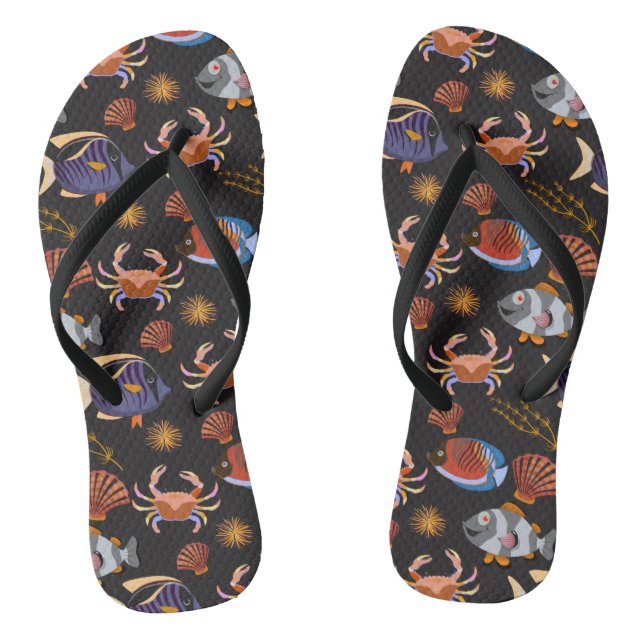 Aquatic animals pattern | ocean underwater life 11 thongs (Footbed)