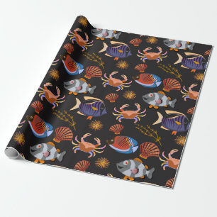 Aquatic animals pattern   ocean underwater life 11 wrapping paper