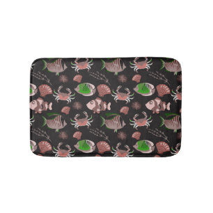 Aquatic animals pattern ocean underwater life 12 bath mat