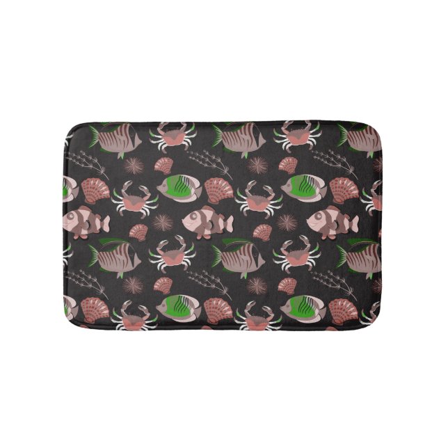 Aquatic animals pattern | ocean underwater life 12 bath mat (Front)