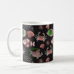 Aquatic animals pattern   ocean underwater life 12 coffee mug