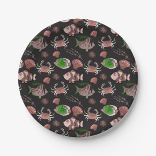 Aquatic animals pattern ocean underwater life 12 paper plate