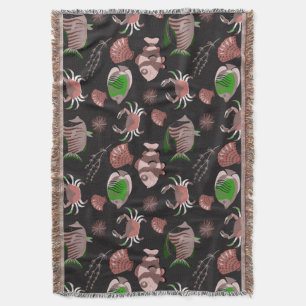Aquatic animals pattern ocean underwater life 12 throw blanket