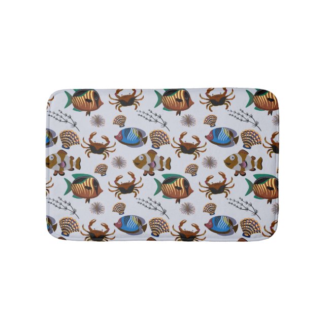 Aquatic animals pattern | ocean underwater life 14 bath mat (Front)