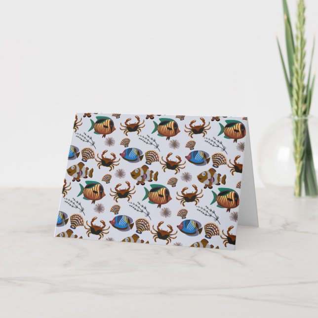 Aquatic animals pattern | ocean underwater life 14 card (Front)