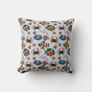 Aquatic animals pattern   ocean underwater life 14 cushion
