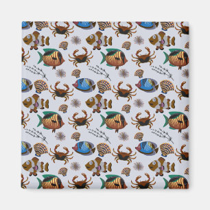 Aquatic animals pattern ocean underwater life 14 magnet