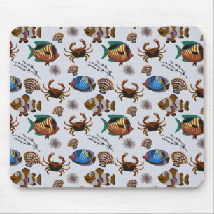 Aquatic animals pattern ocean underwater life 14 mouse pad