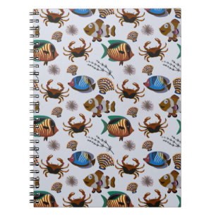 Aquatic animals pattern   ocean underwater life 14 notebook