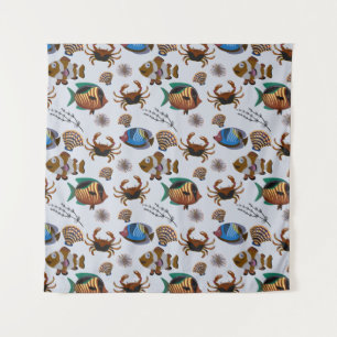 Aquatic animals pattern ocean underwater life 14 tapestry
