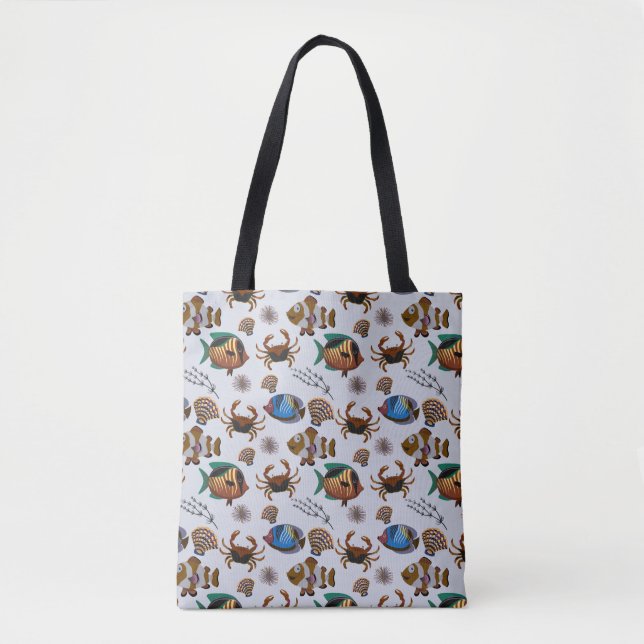 Aquatic animals pattern | ocean underwater life 14 tote bag (Front)