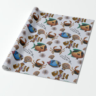 Aquatic animals pattern   ocean underwater life 14 wrapping paper