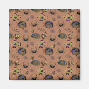 Aquatic animals pattern ocean underwater life 15 magnet