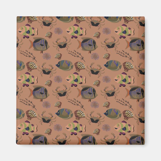 Aquatic animals pattern | ocean underwater life 15 magnet (Front)