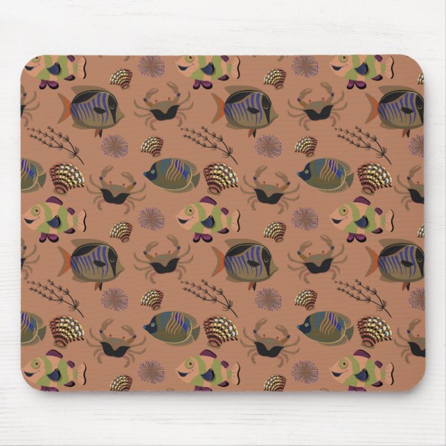 Aquatic animals pattern | ocean underwater life 15 mouse pad (Front)