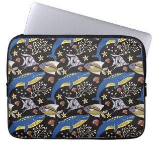 Aquatic animals pattern ocean underwater life 17 laptop sleeve