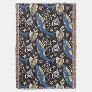 Aquatic animals pattern   ocean underwater life 17 throw blanket