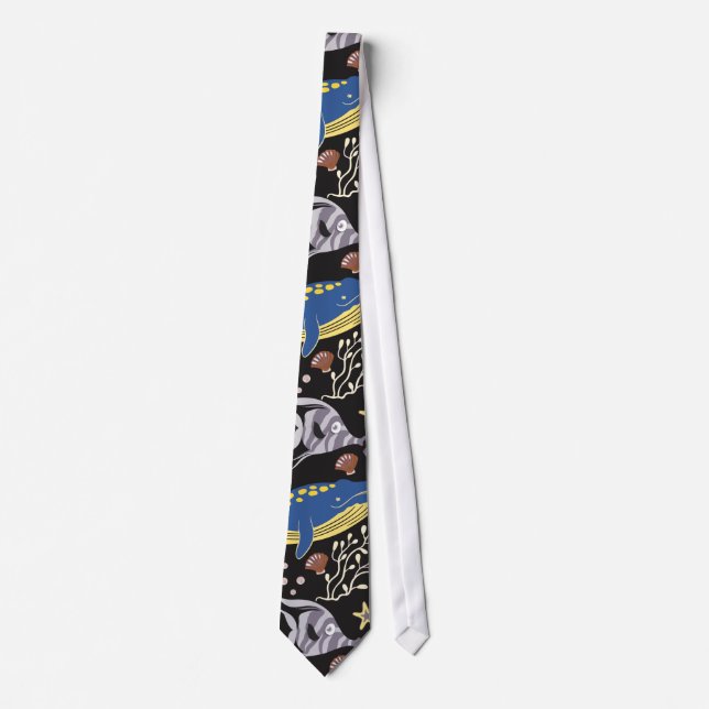 Aquatic animals pattern | ocean underwater life 17 tie (Front)