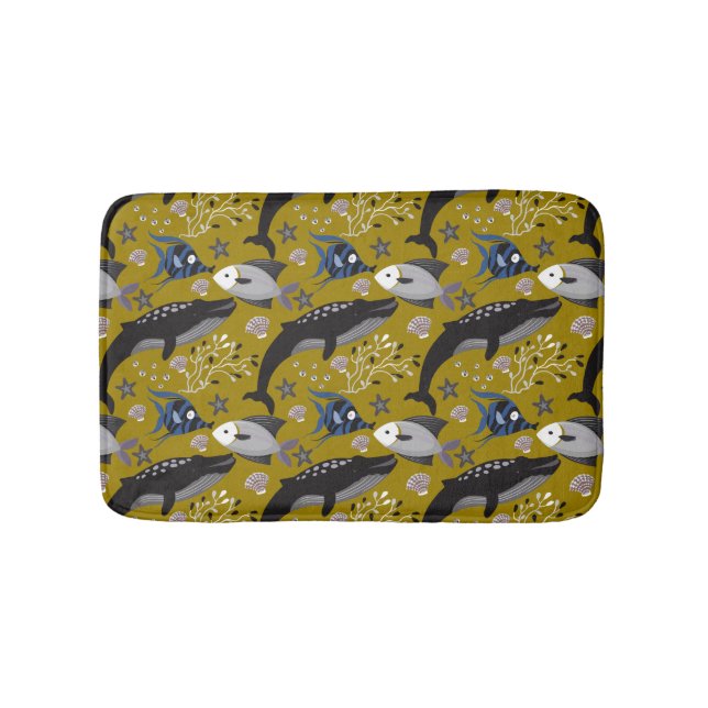 Aquatic animals pattern | ocean underwater life 18 bath mat (Front)