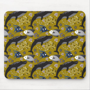 Aquatic animals pattern ocean underwater life 18 mouse pad