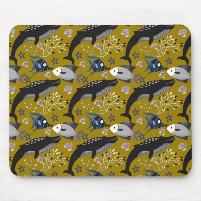Aquatic animals pattern | ocean underwater life 18 mouse pad (Front)