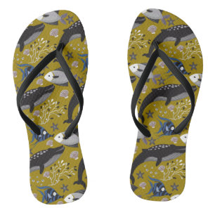 Aquatic animals pattern ocean underwater life 18 thongs