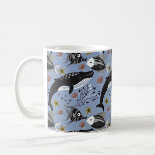 Aquatic animals pattern   ocean underwater life 19 coffee mug