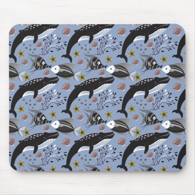 Aquatic animals pattern | ocean underwater life 19 mouse pad (Front)
