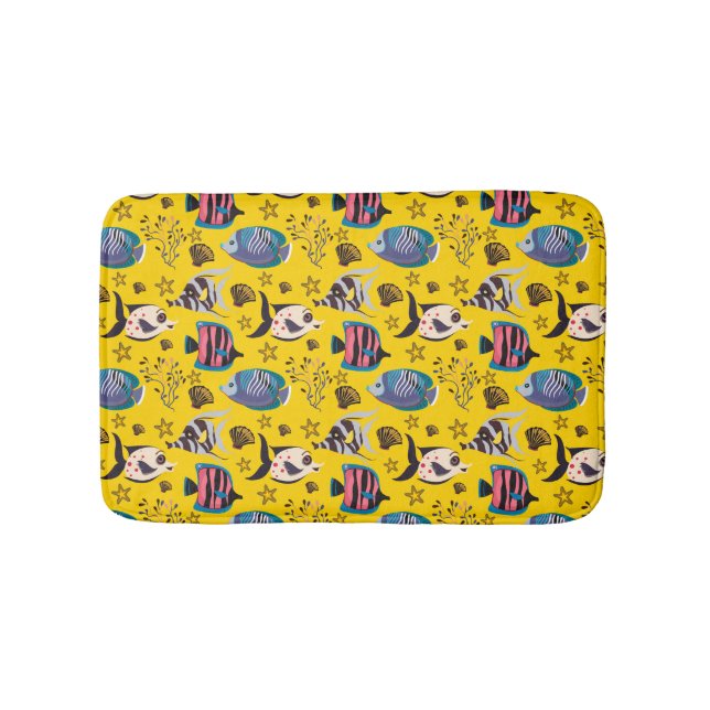 Aquatic animals pattern | ocean underwater life 1 bath mat (Front)