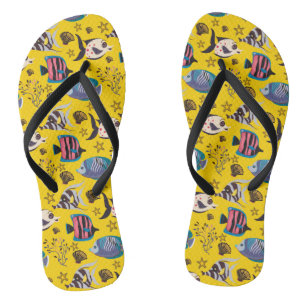 Aquatic animals pattern ocean underwater life 1 thongs