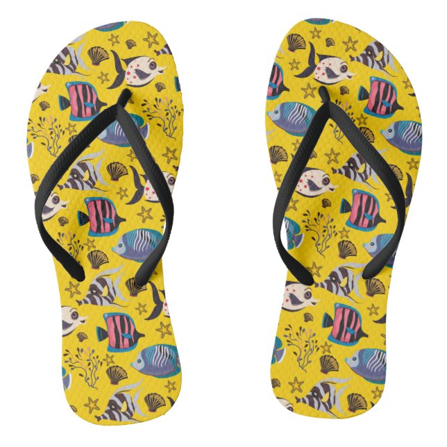Aquatic animals pattern | ocean underwater life 1 thongs (Footbed)