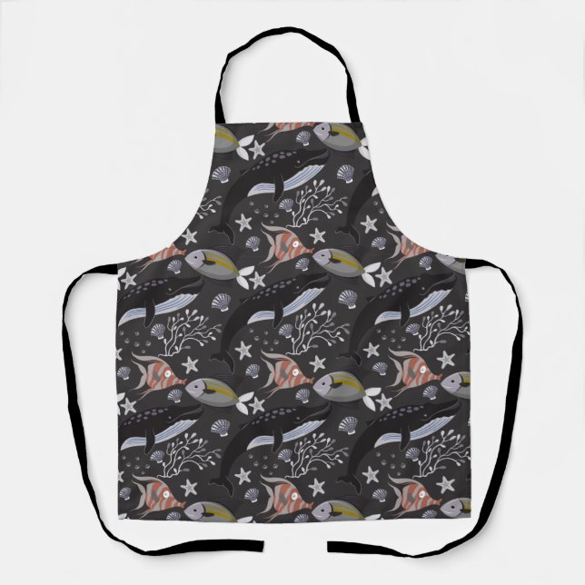 Aquatic animals pattern | ocean underwater life 20 apron (Front)
