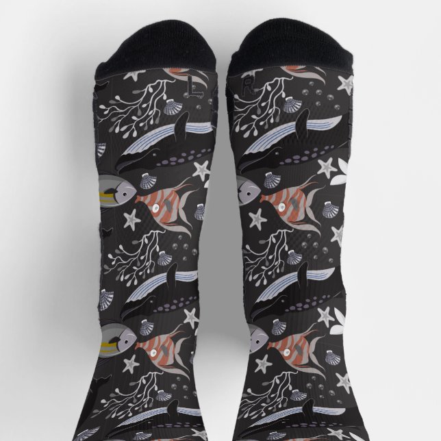 Aquatic animals pattern | ocean underwater life 20 socks (Top)