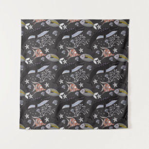 Aquatic animals pattern   ocean underwater life 20 tapestry