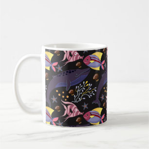 Aquatic animals pattern ocean underwater life 21 coffee mug
