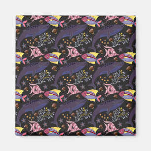 Aquatic animals pattern ocean underwater life 21 magnet