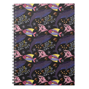 Aquatic animals pattern ocean underwater life 21 notebook