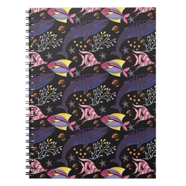 Aquatic animals pattern | ocean underwater life 21 notebook (Front)
